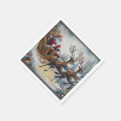 クラシック/ヴィンテージクリスマスサンタ&トナカイ スタンダードカクテルナプキン (角)