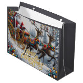 クラシック/ヴィンテージクリスマスサンタ&トナカイ ラージペーパーバッグ (正面アングル)