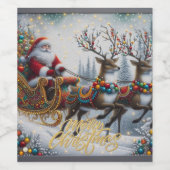 クラシック/ヴィンテージクリスマスサンタ&トナカイ ワインラベル (シングルラベル)