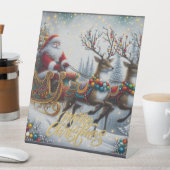 クラシック/ヴィンテージクリスマスサンタ&トナカイ 台座サイン (インサイチュ)