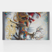 クラシック/ヴィンテージクリスマスサンタ&トナカイ 横断幕 (横)