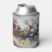 クラシック/ヴィンテージクリスマスサンタ&トナカイ 缶クーラー (缶正面)