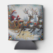 クラシック/ヴィンテージクリスマスサンタ&トナカイ 缶クーラー (裏面)