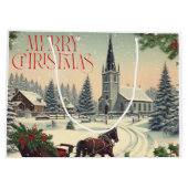 クラシック/ヴィンテージクリスマスシーンのマグカップ ラージペーパーバッグ (裏面)