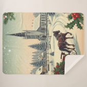 クラシック/ヴィンテージクリスマスシーン シェルパブランケット (正面(横))