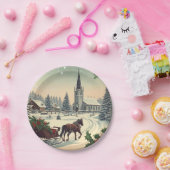 クラシック/ヴィンテージクリスマスシーン ペーパープレート (パーティー)