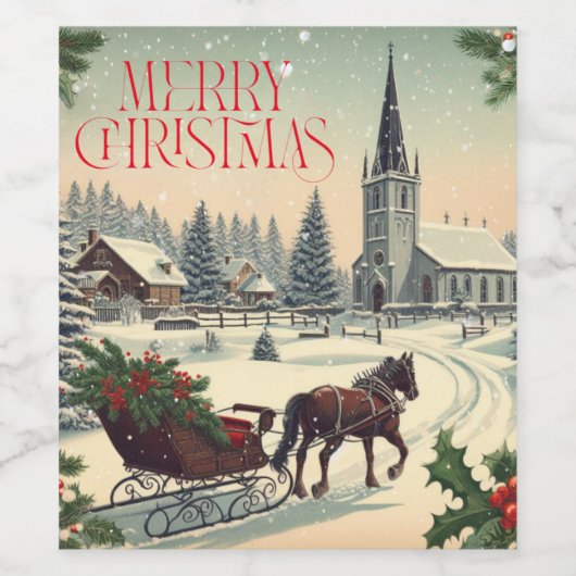 クラシック/ヴィンテージクリスマスシーン ワインラベル (シングルラベル)