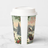 クラシック/ヴィンテージクリスマスシーン 紙コップ (左)