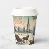 クラシック/ヴィンテージクリスマスシーン 紙コップ (裏面)