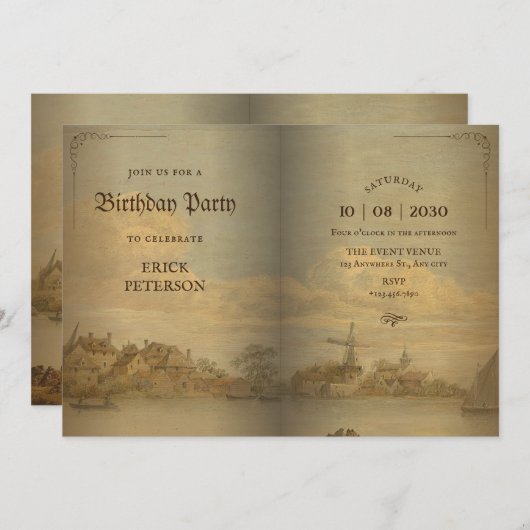 クラシック ヴィンテージ本 招待状 (正面/裏面)