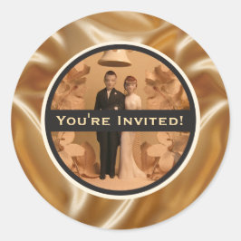 クラシック ヴィンテージ ウェディングエンゲージメント シャワー ラウンドシール