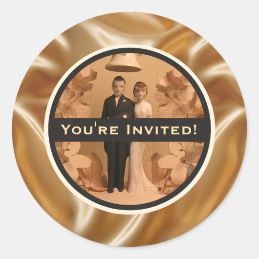 クラシック ヴィンテージ ウェディングエンゲージメント シャワー ラウンドシール (正面)