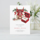 クラシック ヴィンテージ クリスマス ウェディング セーブ・ザ・デート 招待状 (スタンド正面)