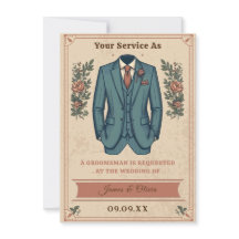 クラシック ヴィンテージ スーツ グルームズマン プロポーズ インビテーション