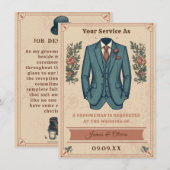 クラシック ヴィンテージ スーツ グルームズマン プロポーズ インヴィテーション 招待状 (正面/裏面)