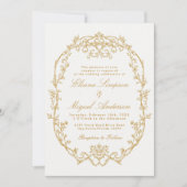 クラシック ヴィンテージ バロック ビクトリアン ブルー ウェディング インビテ 招待状 (正面)