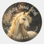 クラシック ヴィンテージ フォレスト ユニコーン 封筒 ファンタジー ラウンドシール (正面)