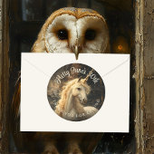 クラシック ヴィンテージ フォレスト ユニコーン 封筒 ファンタジー ラウンドシール