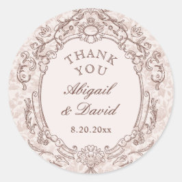 クラシック ヴィンテージ フレーム ウェディング ラウンドシール