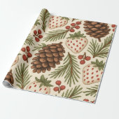 クラシック ヴィンテージ ホリデー ワイルド ピンcone ラッピングペーパー (アンロールド)