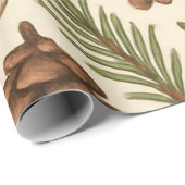 クラシック ヴィンテージ ホリデー ワイルド ピンcone ラッピングペーパー (ロールコーナー)