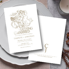 クラシック ヴィンテージ ラスティック ゴールド モノグラム ウェディング 招待状