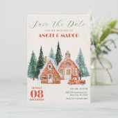 クラシック ヴィンテージ 冬のワンダーランド ウェディング セーブザデート (スタンド正面)