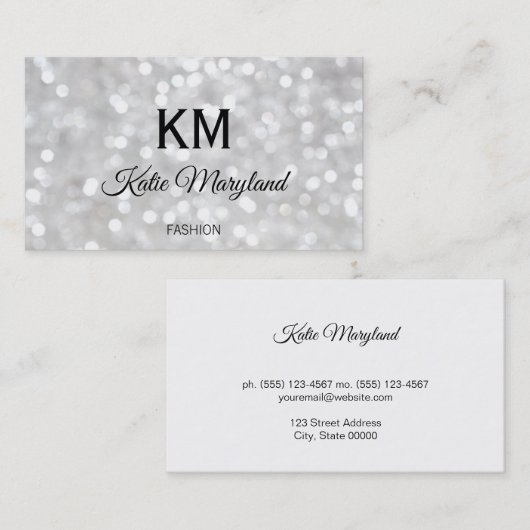 クラシック《写真》ぼけ味エレガントグリッターグラマー 名刺 (正面/裏面)