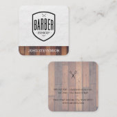 クラシック | 理容師店 | 木製トリム スクエア名刺 (正面/裏面)