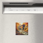 クラシック、秋の屋根付き橋 マグネット (インサイチュ (食洗機))