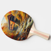 クラシック、秋の屋根付き橋 卓球ラケット (横)