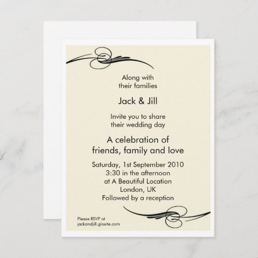 クラシック 4.25x5.25 招待状 (正面/裏面)