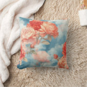 クラシック- Angelic Pink and Red Roses in soft clou クッション (ブランケット)