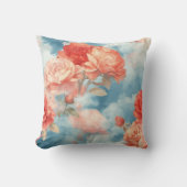 クラシック- Angelic Pink and Red Roses in soft clou クッション (正面)