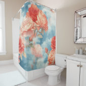 クラシック- Angelic Pink and Red Roses in soft clou シャワーカーテン (インサイチュ)