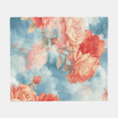 クラシック- Angelic Pink and Red Roses in soft clou フリースブランケット (正面(横))