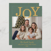 クラシック「Joy」クリスマス・ホリデー・フォト・カード シーズンカード (正面/裏面)