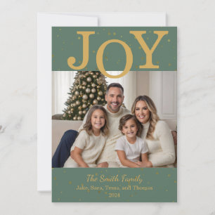 クラシック「Joy」クリスマス・ホリデー・フォト・カード シーズンカード