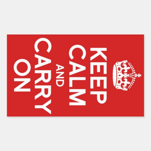 クラシック Keep Calm And Carry On 長方形シール (正面)