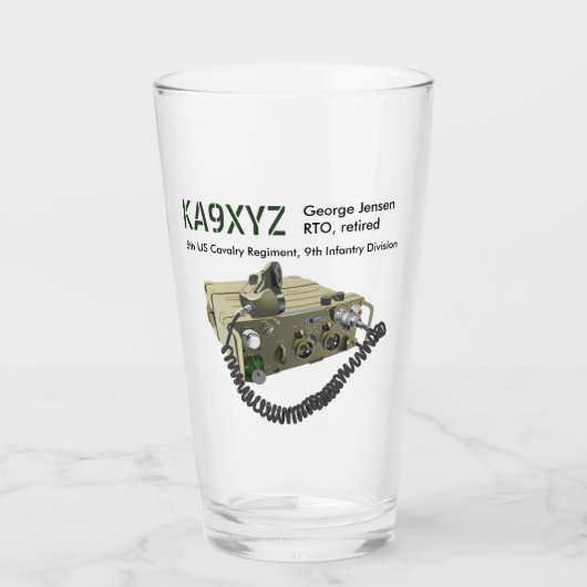 クラシックAN/PRC-77軍隊携帯送受信機 タンブラーグラス (正面)