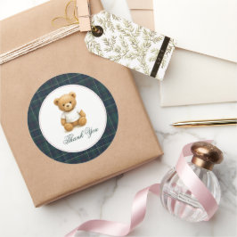 クラシックBear名門私立校風の Baby Shower Thank You ラウンドシール
