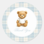 クラシックBear名門私立校風の Baby Shower Thank You ラウンドシール (正面)