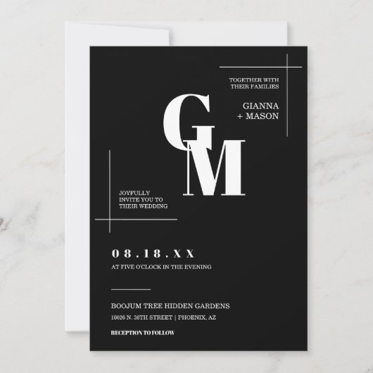 クラシックBlackのQRモダンコードの写真 招待状 (正面)