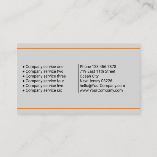 クラシックBlack Orange Gray Service List Company 名刺 (裏面)
