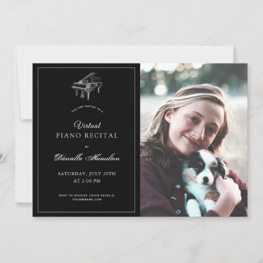 クラシックBlack Piano Virtual Recital写真 招待状 (正面)