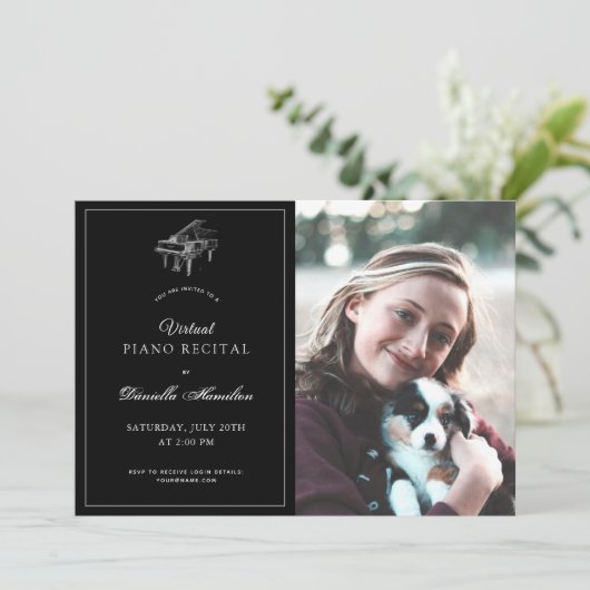 クラシックBlack Piano Virtual Recital写真 招待状 (スタンド正面)