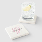 (クラシックBlack Pink)モノグラム名 ストーンコースター (横)