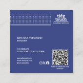 クラシックBlueモダン水玉模様清掃サービス スクエア名刺 (裏面)
