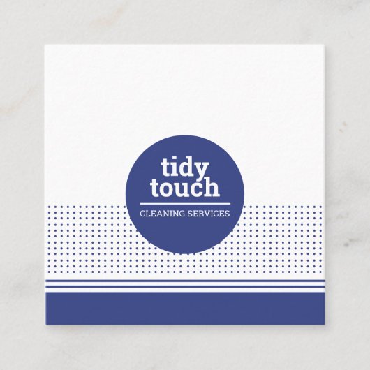 クラシックBlueモダン水玉模様清掃サービス スクエア名刺 (正面)