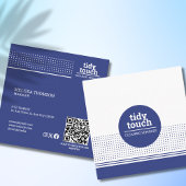 クラシックBlueモダン水玉模様清掃サービス スクエア名刺